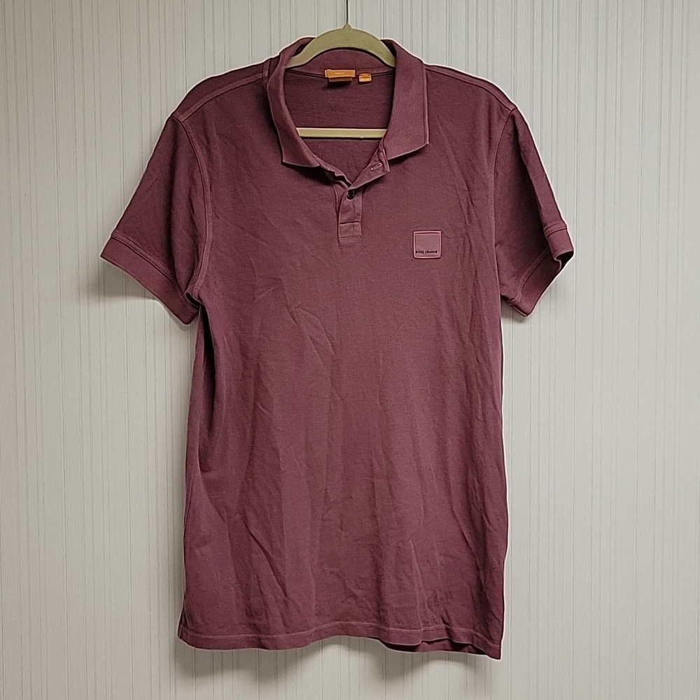 Boss Hugo Boss mauve short sleeve pique knit polo shirt men's sz XL
